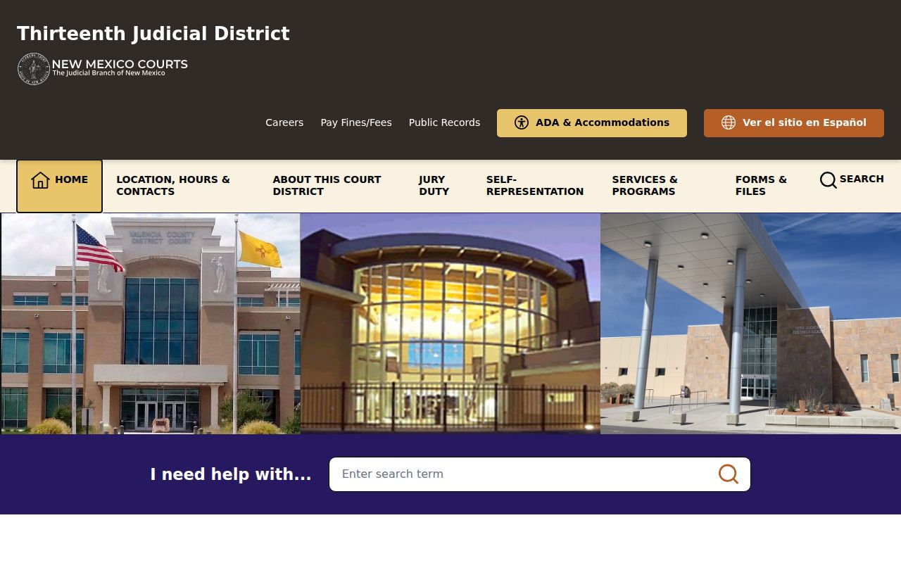 Thirteenth Judicial District website with court docket and calendar resources