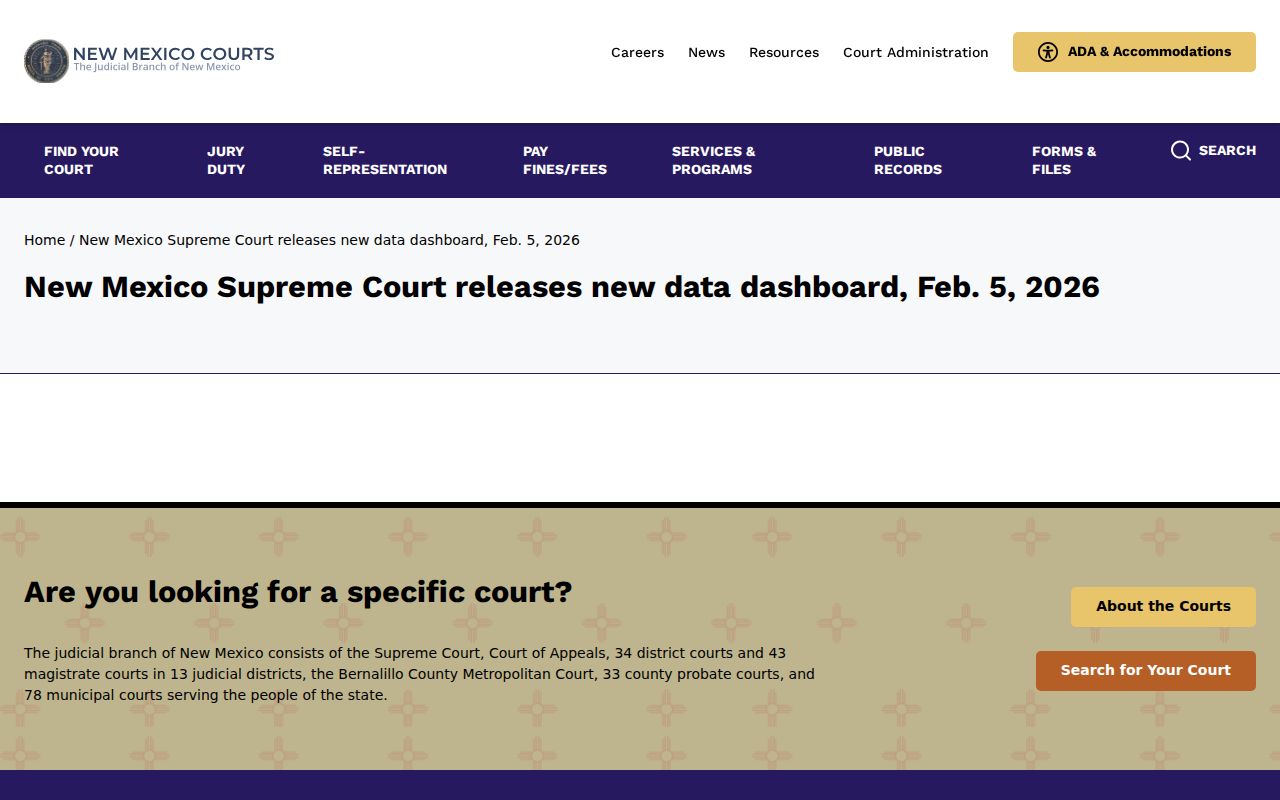 New Mexico judiciary data dashboard announcement