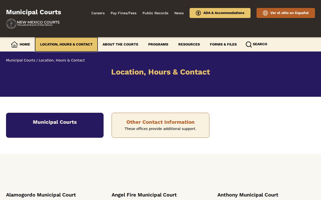 Milan court docket official Municipal Court directory entry